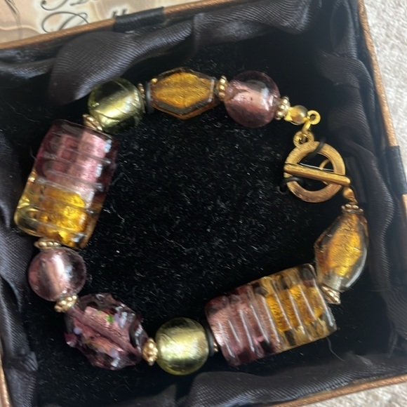 Brand New The Artesian Collection Handcrafted Art Glass Bracelet Beaded European - Picture 11 of 14